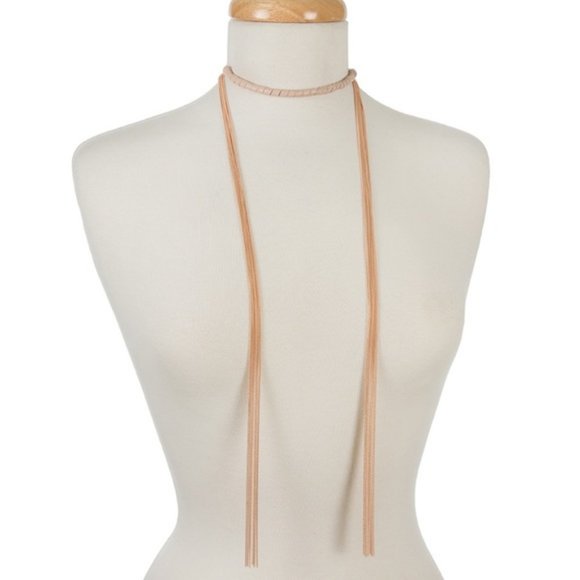 Rose gold wrap necklace with pink wrapping - Picture 1 of 1